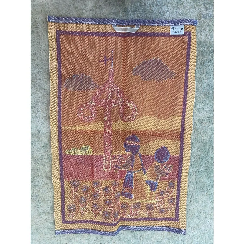 Ekelund Svensk Sommar Marianne Welander Woven Tea Towel Wall Hanging Children